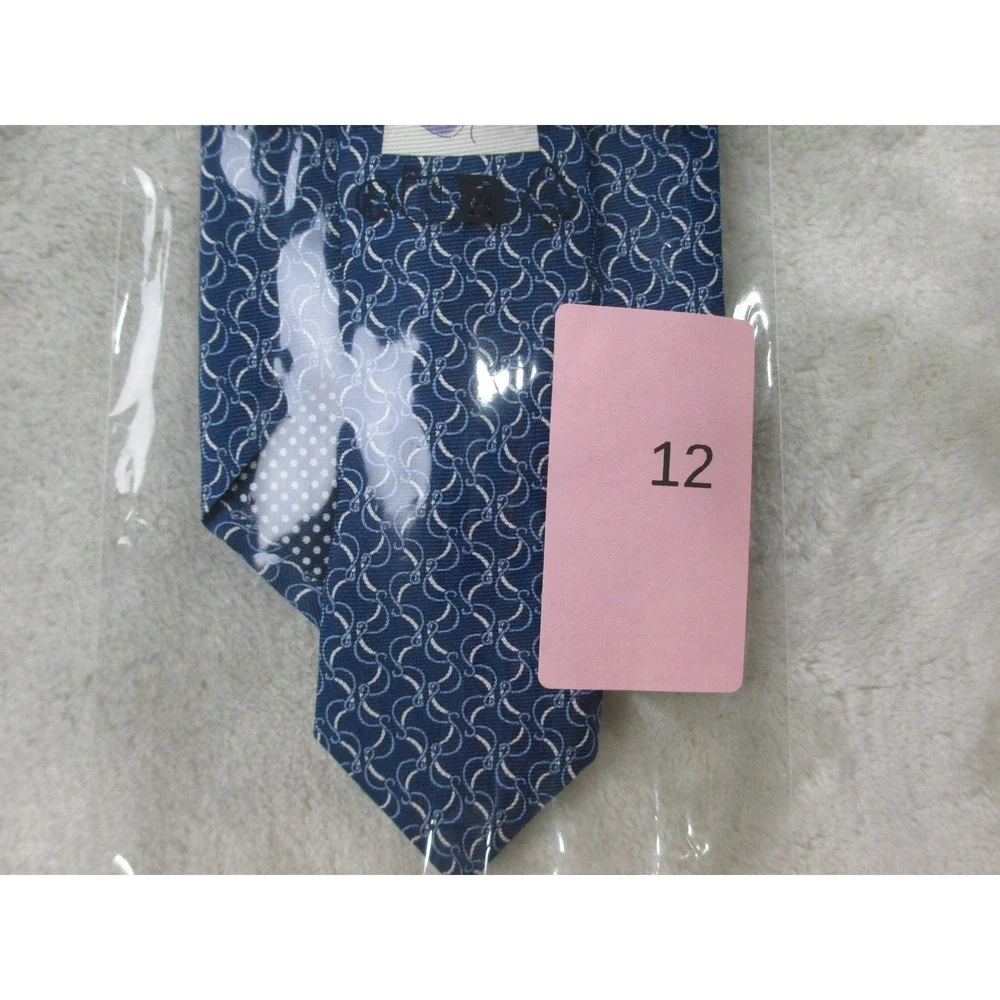NEW ETON Neck Tie Mens Blue Geometric Silk Made In Italy Casual 12